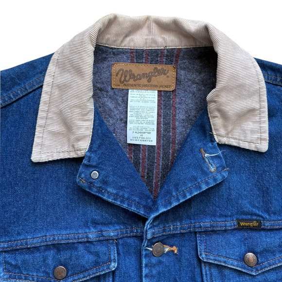Wrangler Blanket Lined Corduroy Collar Denim Jacket Size 48 / XL - Picture 3 of 8